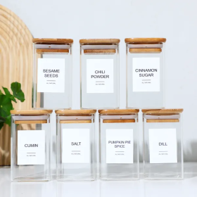 18-Pack 8oz Glass Spice Jars with Bamboo Lids & Labels — Airtight Borosilicate Spice Bottles for Kitchen Pantry Organization