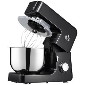 HOMCOM 6QT Tilt-Head Stand Mixer - 600W 6-Speed Electric Dough Mixer (Black)