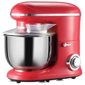 6QT Tilt-Head Stand Mixer - 600W 6-Speed Electric Dough Mixer (Red)