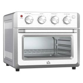 HOMCOM 21QT Stainless Steel Multi-Function Toaster Oven - 1550W 7-in-1 Air Fryer