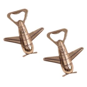 2-Piece Vintage Airplane Bottle Opener Set - Retro Antique Bronze Metal Wedding Favors