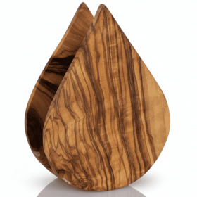Choixe Handcrafted Olive Wood Napkin Holder | Rustic Decorative Wooden Tabletop Paper Servette Dispenser for Kitchen, Dining Room & Home Decor