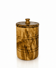 Olive Wood Spice Jar Salt Keeper with Lid - Hand-Carved Airtight Salt Cellar & Decorative Sugar Bowl, Sustainable Kitchen Storage Container