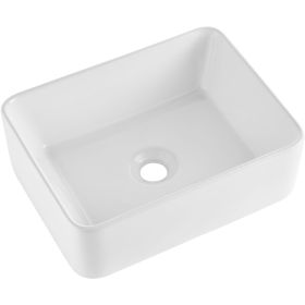 Rectangle Vessel Sink, 16" x 12" Bathroom Vessel Sink Countertop, White Ceramic Bathroom Sinks Above Counter, Modern Style, Bright and Elegant