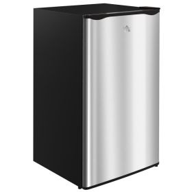 3.2 Cu.Ft Mini Fridge with Freezer, Compact Refrigerator with Adjustable Thermostat, Shelf and Single Reversible Door for Bedroom, Dorm, Home Off (Option: Silver-510x465x885 mm)