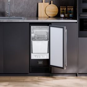 Undercounter Built-in Ice Maker Machine 50 Lbs/Day W/ Drain Pump Reversible Door (Option: Silver)